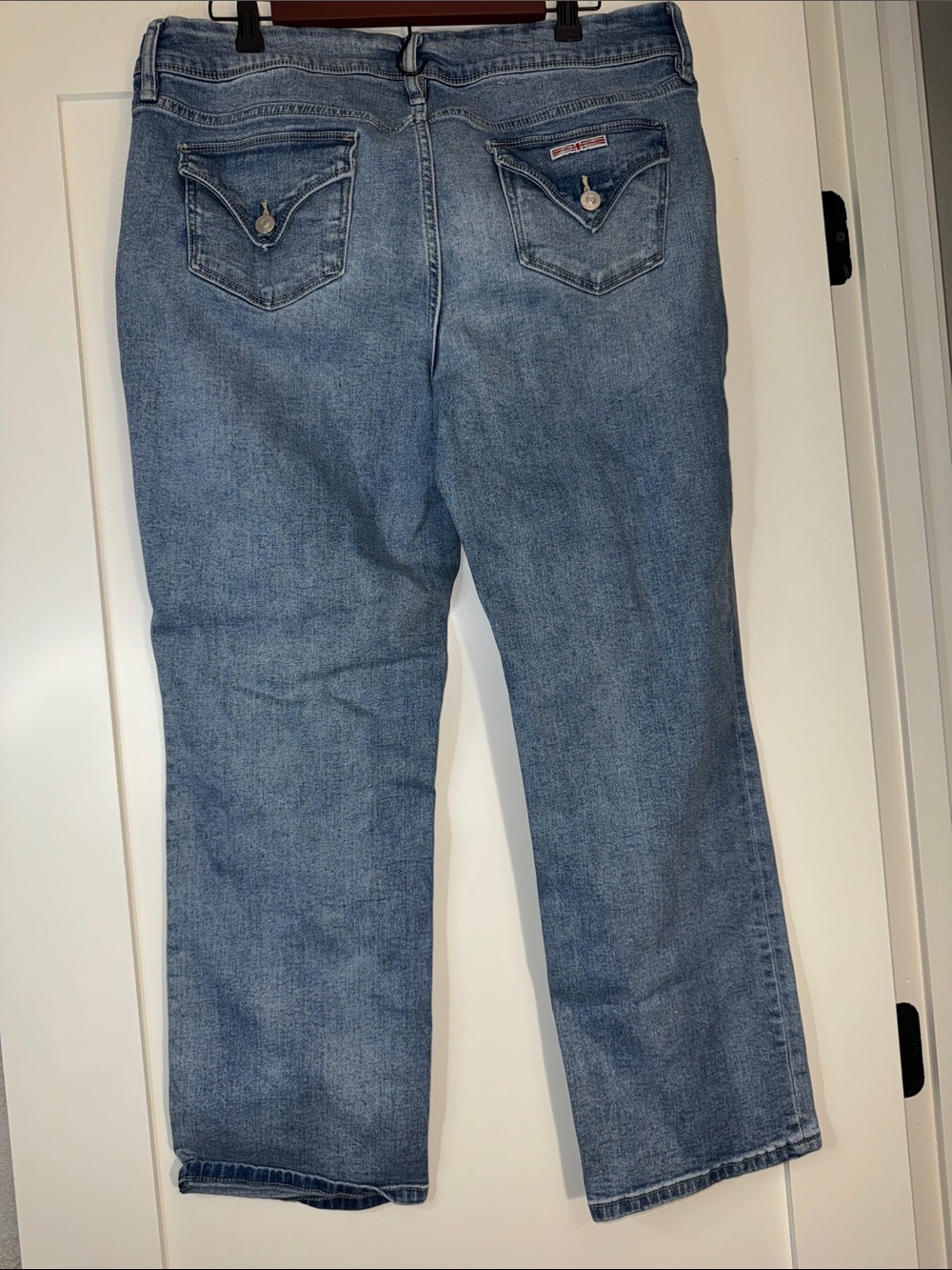 Hudson Womems Medium Light Blue Relaxed Straight Jeans high rise cotton luxury - Picture 3 of 4